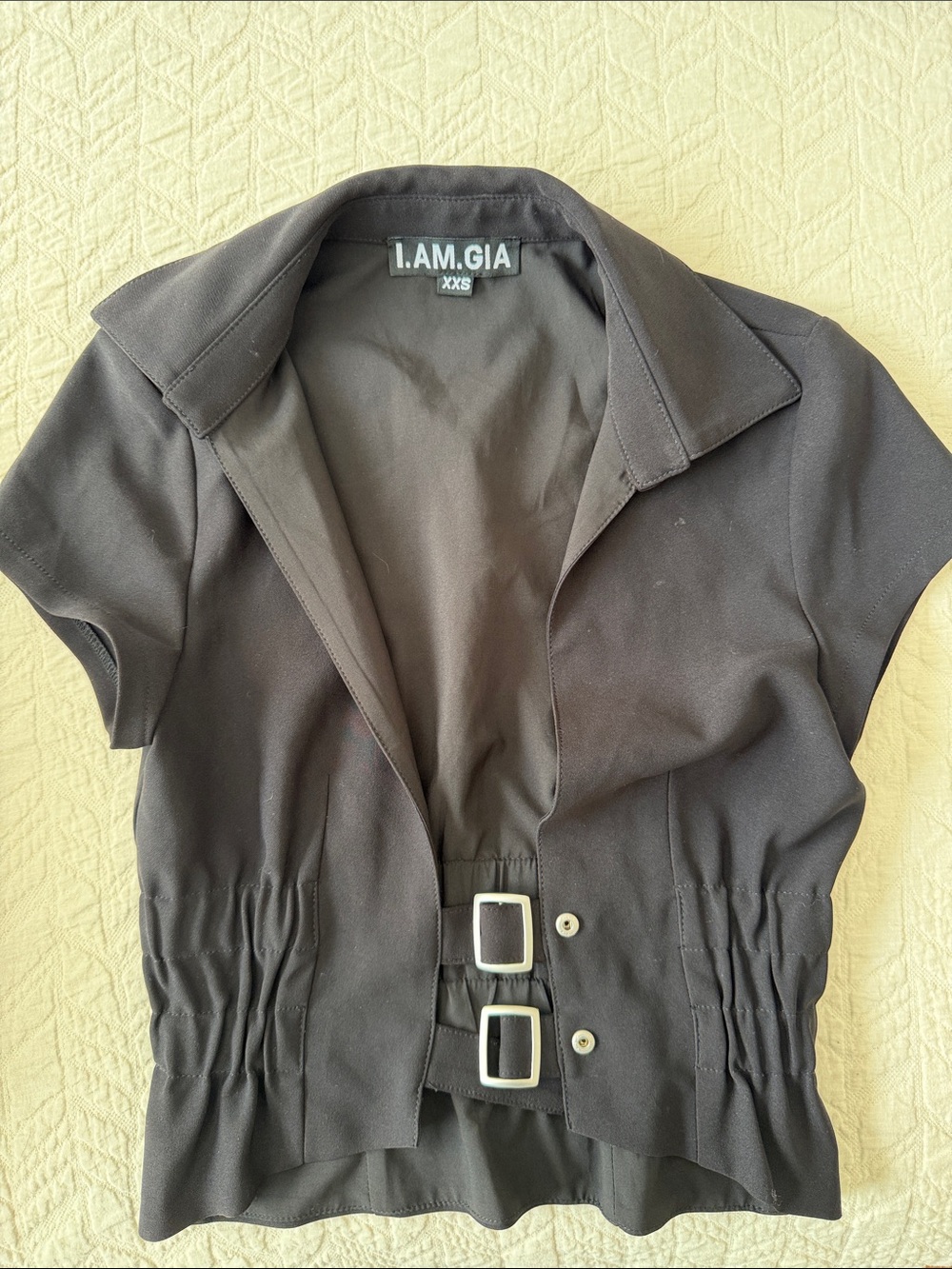 I.AM.GIA Black Short-Sleeve Buckle Waist Jacket